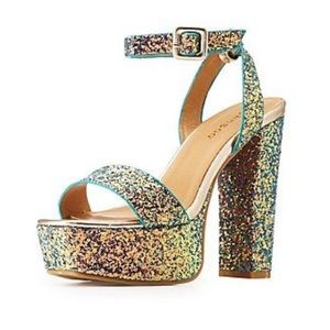 Bamboo Iridescent Glitter Heels NEVER WORN